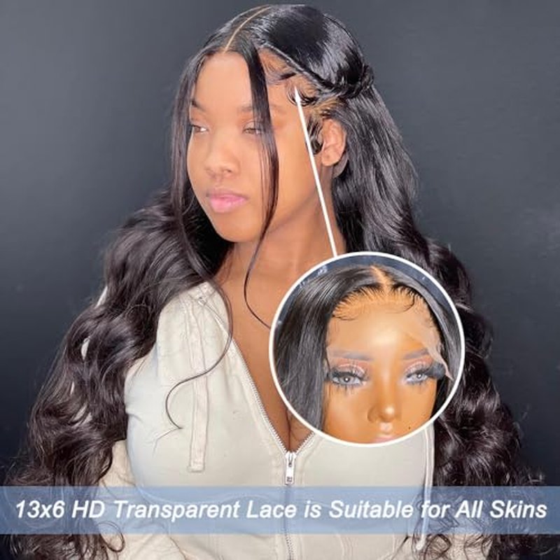 Body Wave Lace Front Wigs Human Hair Pre Plucked 13x6 HD Lace Frontal Wigs Human Hair 180 Density Natural Black Wigs for Women Human Hair Lace Front Wig Transparent Glueless Wigs 30 Inch