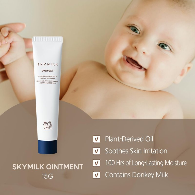 SKYMILK Plant Oil Ointment with Donkey Milk | 15g | Soothing | Moisturizing | Hypoallergenic | Non- Irritating | Ideal for Sensitive Skin | Summer Essentials
