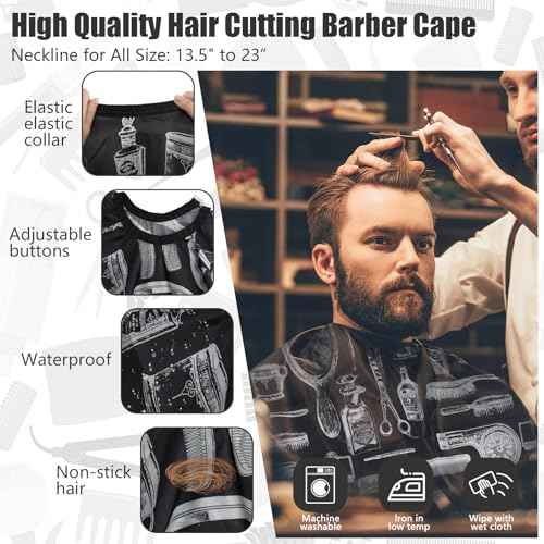 NICEMOVIC 10 in 1 Hair Cutting Barber Cape with Neck Duster Brush Barber Brush Neck Strips Hair Combs Hair Clips, Professional Barber Accessories Cleaning Supplies for Salon Haircut Styling