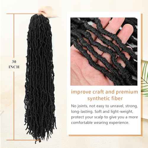 Karida Faux Locs Crochet Hair 30 Inch, 7 Packs Soft Locs Crochet Hair For Black Women Pre Looped, Long Soft Locs Crochet Locs (1B#, 30 Inch (Pack of 7))