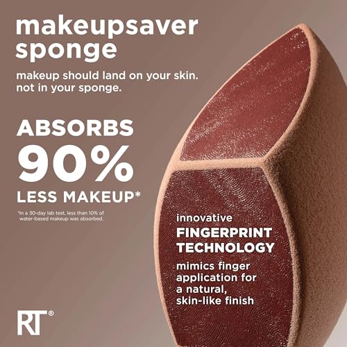 Real Techniques Makeupsaver Sponge + Brush Trio, Makeup Blending Sponge & Brushes For Liquid & Cream Foundation, Natural Finish & Reduces Makeup Waste, Cruelty & Latex-Free, 3 Piece Set