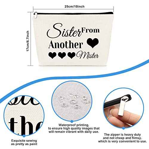 Sister Gift from Sister Best Friend Makeup Bag Gifts Friendship Gifts for Her Inspirational Gift Cosmetic Bag Christmas Birthday Graduation Wedding Gift for Girls Friend Sister Bestie Travel Pouch