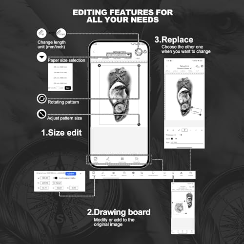 HAWINK Tattoo Stencil Printer Wireless Thermal Tattoo Printer with 20pcs Transfer Paper Transfer Cream 60g Compatible with Phone/Tablet/PC Tattoo Supplies for Tattoo Artists & Beginners T106ZKIT-US