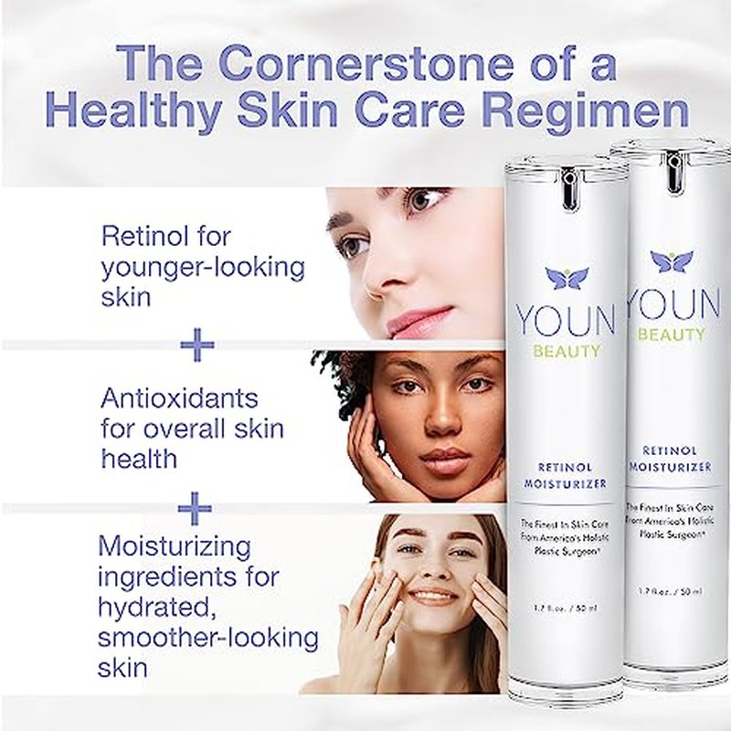 YOUN Beauty Retinol Night Cream Moisturizer for Face by Holistic Dr. Anthony Youn ? Paraben-Free Face Moisturizer with Vitamin B5 & E, Hyaluronic Acid, and Green Tea for Skin Renewal, 50ml