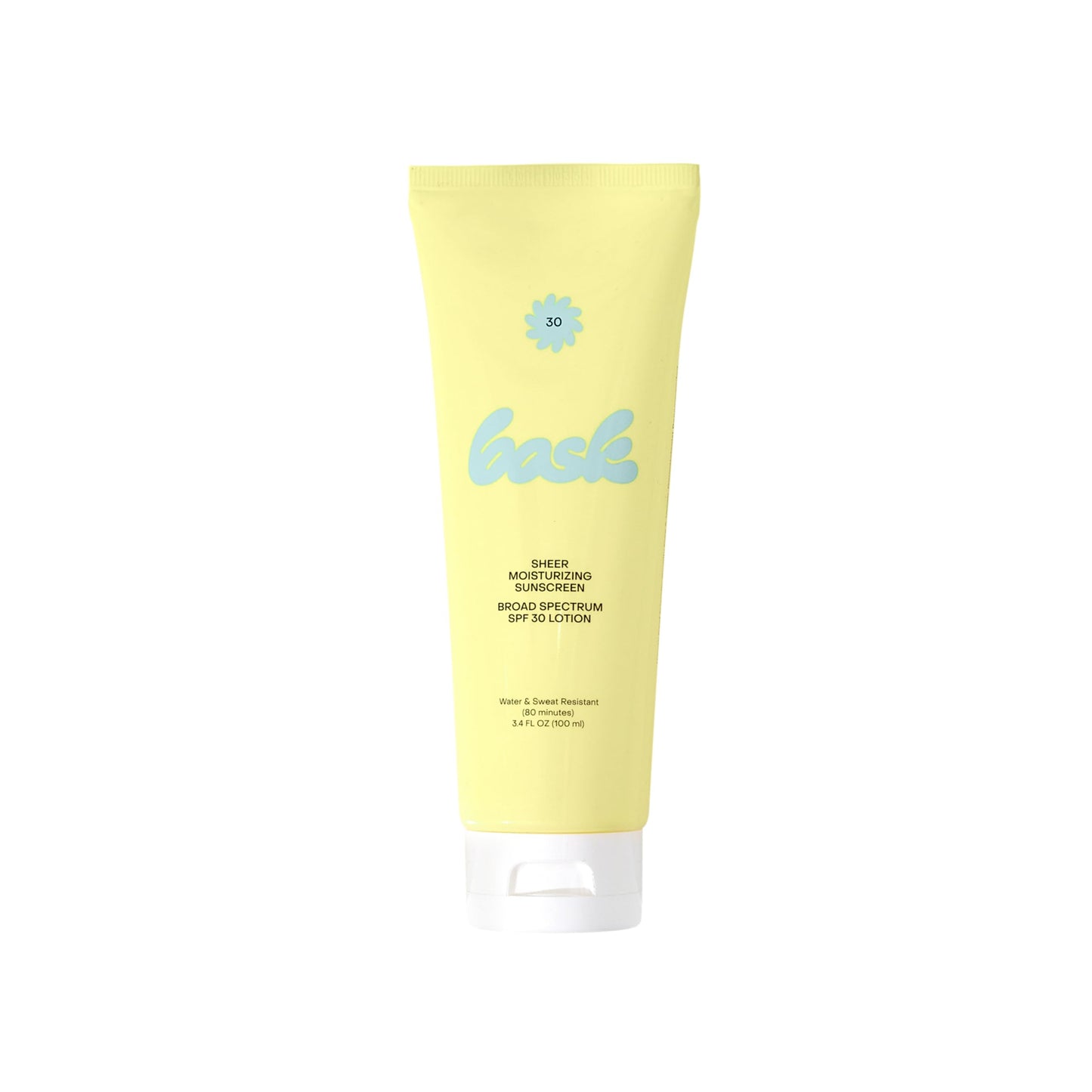 Bask Suncare SPF 30 Sheer Moisturizing Sunscreen Lotion - Broad Spectrum UVA/UVB Protection, Dermatologist Recommended, Hydrating, Lightweight & Fast Absorbing, No White Cast, Travel Size, 3.4 fl oz