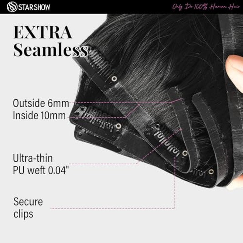 Yaki Straight Seamless Clip in Hair Extensions Remy Human Hair Extensions 1Pack 120g 7pcs Yaki Straight Clip Ins Hair Extensions Clip In Human Hair 22Inch Natural Black