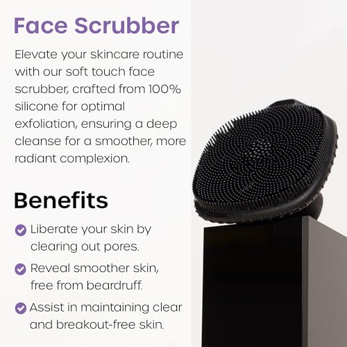 The Man Silicone Face Scrubber for Men, Exfoliating Face Massager, Flex Face Brush for Men, Removes Dead & Dry Skin, Shower Facial Cleansing Brush (Single Face Scrubber)
