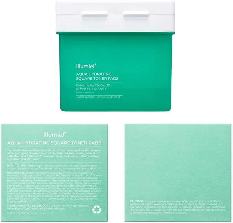 Aqua Hydrating Toner Pads - Long-Lasting Skin Moisture with Xylitylglucoside & Kakadu Plum | 60 Vegan Pads (9.17 fl. oz)