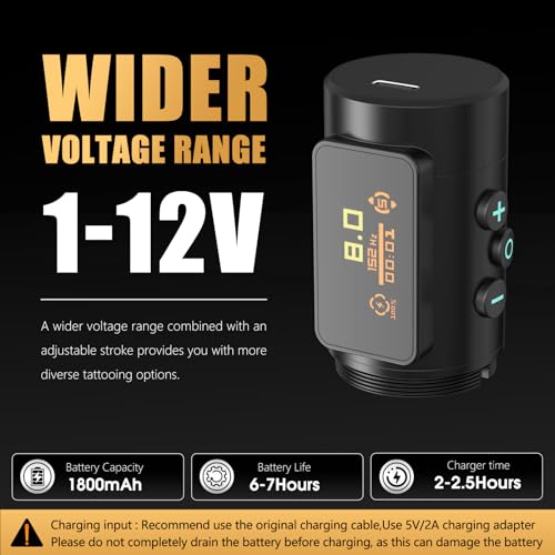 Ambition Shura-X Tattoo Machine with Advanced Stabilizing System Coreless Motor Tattoo Cartridge Pen Gun 1800mAh Power Supply for Professional Tattoo Artists