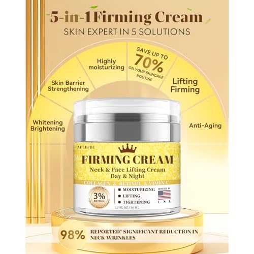 3% Retinol Cream Face Moisturizer, Anti Aging Neck Firming Cream with Collagen, Day & Night Face Cream with Hyaluronic Acid, Lifting & Tightening Wrinkle for Women & Men, 1.7 FL OZ, 3PC