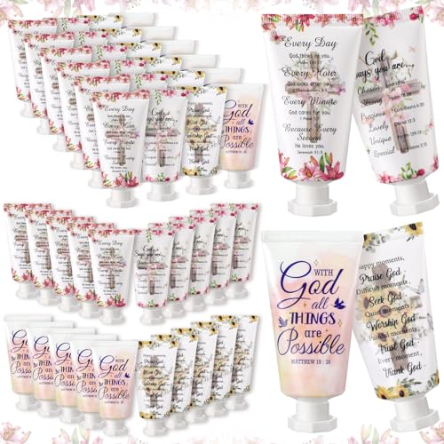 72 Pcs Christian Hand Cream Bulk Gifts for Women Bible Verse Lotion Scripture Travel Hand Lotion for Dry Cracked Bulk Christian Religious Gifts Christmas Small Gift for Mom Grandma Women (Cross Style)