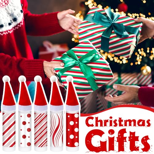 25 Set Christmas Peppermint Flavor Lip Balms Bulk 25 Pcs Candy Flavor Lip Balms & 25 Pcs Mini Santa Hats Cute Xmas Decoration Christmas Party Favor Stocking Stuffer Gifts for Coworker Staff Employee