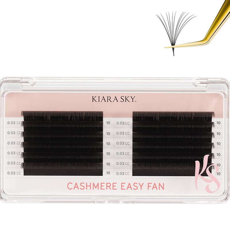 KIARA SKY LASH Premium Cashmere Easy Fan Lash Extensions - Soft Semi-Matte Finish | Black CC-0.03 10mm