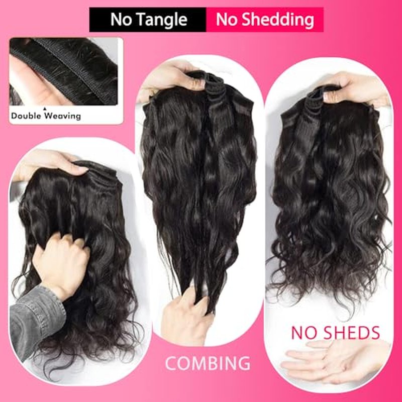Body Wave Bundles Human Hair 20 22 24 Inch 12A Human Hair Bundles 100% Unprocessed Brazilian Raw Virgin Hair Extensions 3 Bundles Natural Black
