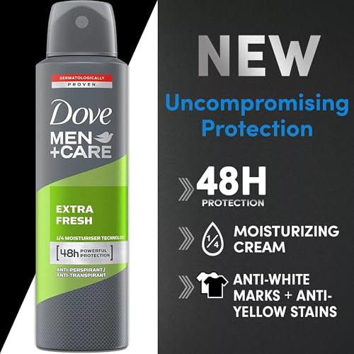 Dove Men + Care Antiperspirant Deodorant Spray, 6 Pack, 48H Protection, Long-Lasting Extra Fresh Scent, Soothes & Moisturises Skin, 5 oz. Each