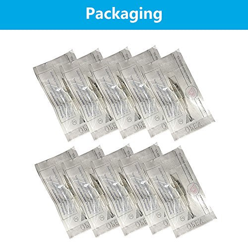 Pinkiou Permanent Makeup Cartridges Round 1RL Tattoo Needles and Caps for Eyebrow Tattoo Machine Microblading Pen Pigment Tips (Pack of 10)