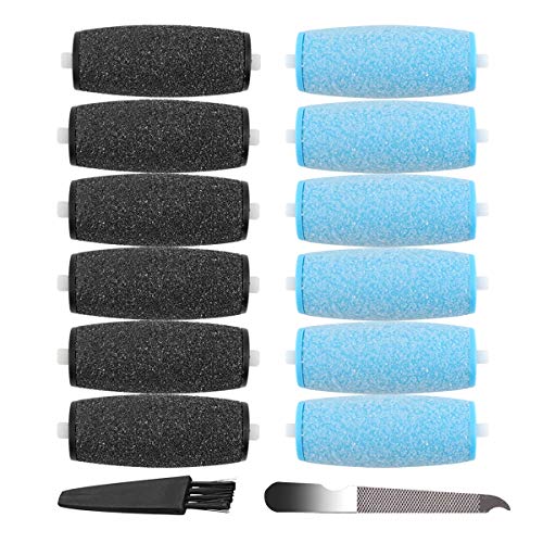 12 Pack Replacement Rollers for Amope Pedi Refills Electronic Perfect Foot File-(6 Extra Coarse& 6 Regular Coarse)