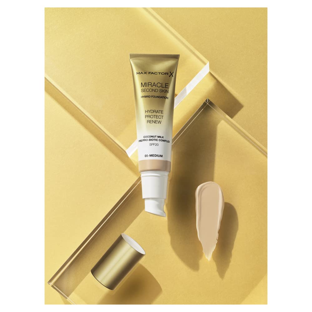 Max Factor Miracle Second Skin Foundation - SPF 20 | Fair Shade, 1.01 oz for Women