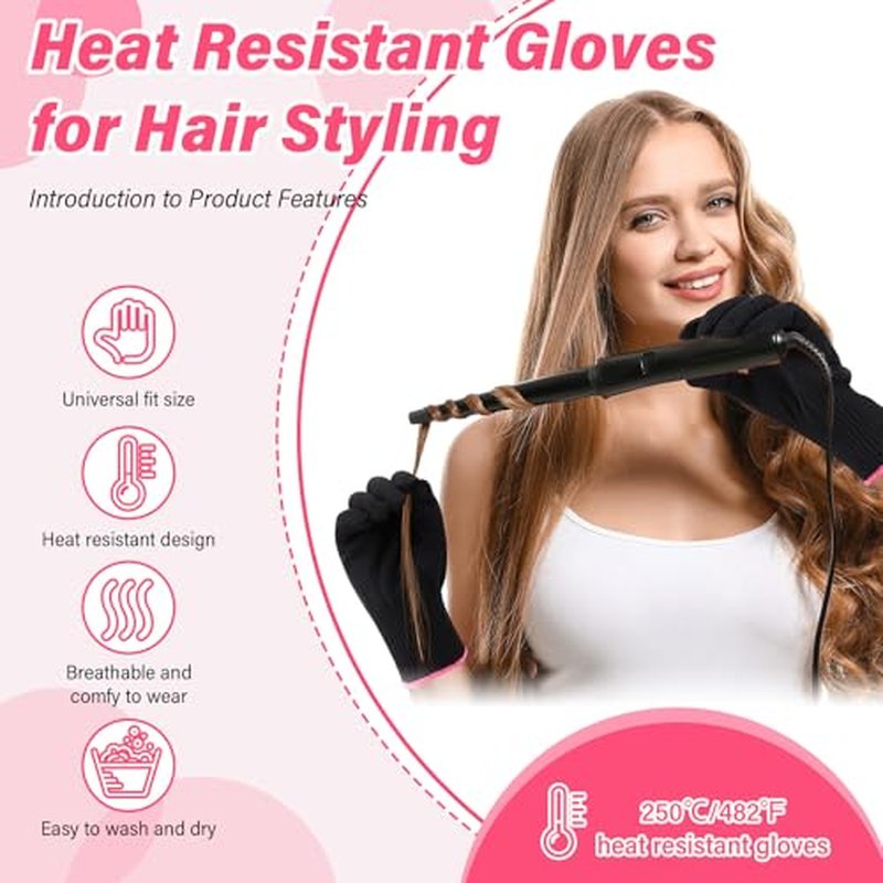 Suhine 20 Pcs Professional Heat Resistant Gloves for Hair Styling Curling Heat Resistant Work Gloves