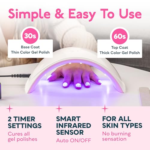 SUNUV UV LED Nail Lamp, Nail Dryer for Gel Polish UV Light for Nails with Sensor 2 Timers SUN9C Pink Gift for Women Girls
