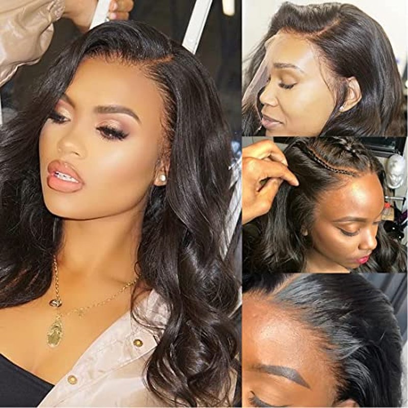 Body Wave Frontal 13 x 4 HD Transparent Lace Frontals With Bangs Baby Hair 100% Remy Human Hair 150% Density Natural Color (13x4 Lace Frontal-Body Wave, 20 Inch)