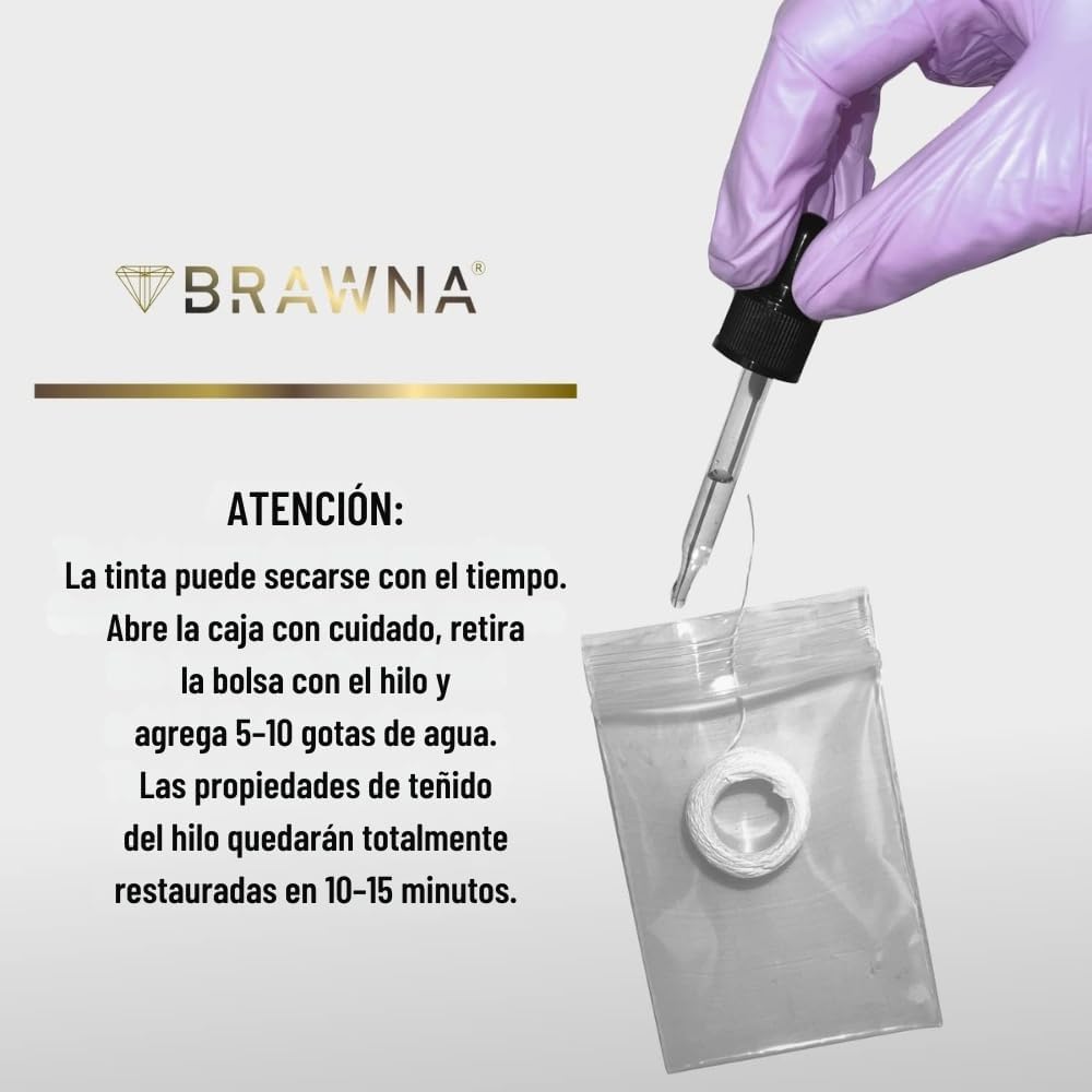 BRAWNA 5 Pack Pro Inked Mapping String for Brow and Lip Measuring - White - Black - Pink - Turquoise - Yellow - 30 Meters Each - PMU Supplies - Mapping Tool for Eyebrow Lamination, Henna, Tint