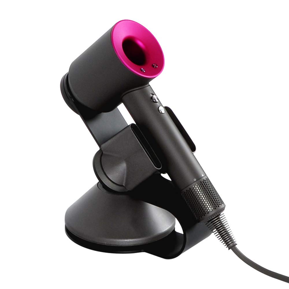 ANQIA Hairdryer Stand Holder for Dyson,Magnetic Carbon Steel Bracket Power Plug Holder,Bathroom Organizer for Dyson Supersonic Hairdryer, Diffuser and Two Nozzles (Black)