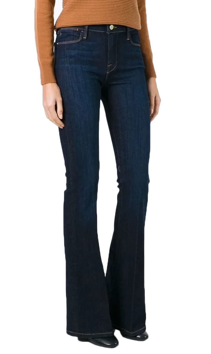 GALMINT Women's Fashion High Waisted Wide Leg Bootcut Slim Denim Flare Bellbottom Jeans (Dark Blue, US 4)