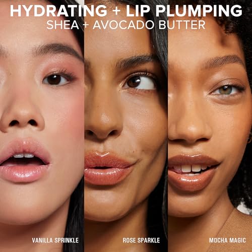 Nudestix NudeGlow Lip Set ? 3-Piece Hydrating Peptide Lip Butter Kit with Glossy Shimmer Tints | Includes Vanilla Sprinkle, Rose Sparkle & Mocha Magic | Clean, Vegan, Plumping Lip Balm Trio