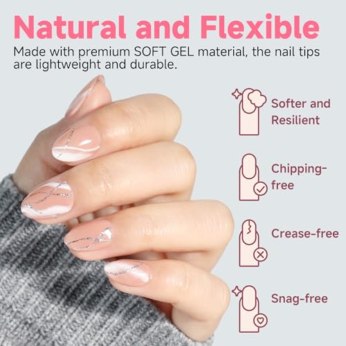 UNA GELLA Extra Short Almond Nail Tips 12 Sizes Short Almond Gel Nail Tips 120Pcs Soft Gel Clear Full Cover Nails Tips Acrylic False Nails Press On Nails for Extensions DIY Salon