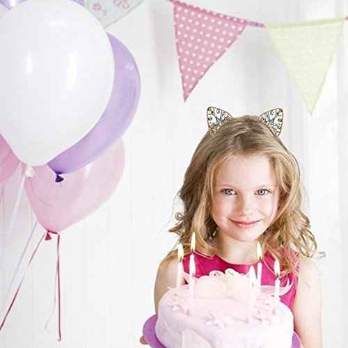 Cat Ears Headband Rhinestone Cat Headbands Crystal Hair Hoop Women Party Headdress Cosplay Costume Headwear Halloween Makeup Handmade Headpiece Hair Band Hair Accessories 3 Pack