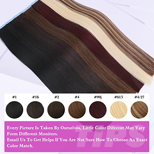 Tape in Hair Extensions Human Hair Dark Brown Straight Hair Extensions Tape in Human Hair 20 Pcs/Pack 50g