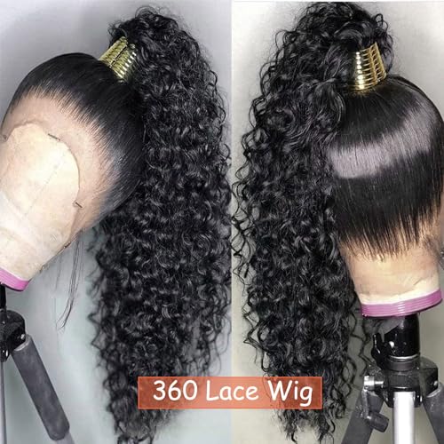 360 Deep Wave Lace Front Wigs Pre Plucked With Baby Hair Culy Full Lace Wigs For Black Women 360 Deep Curly HD Lace Front Wigs Natural Color (22 Inch)