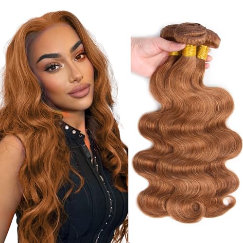 Light Brown Bundles Human Hair Color #30 Body Wave Bundles Virgin Remy Mixed Length 18 20 22 Inch Light Brown Body Wave Bundle Hair Weave 300g