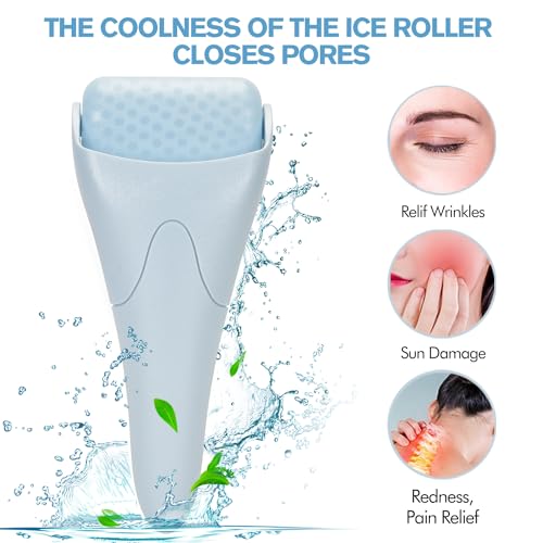Ice Roller for Face,Eyes,Women Gifts Idea,Therapeutic Cooling to Tighten Brighten Complexion and Reduce Wrinkles,Massager Under Eye Puffiness,Migraine and Pain Relidf (Haze Blue)