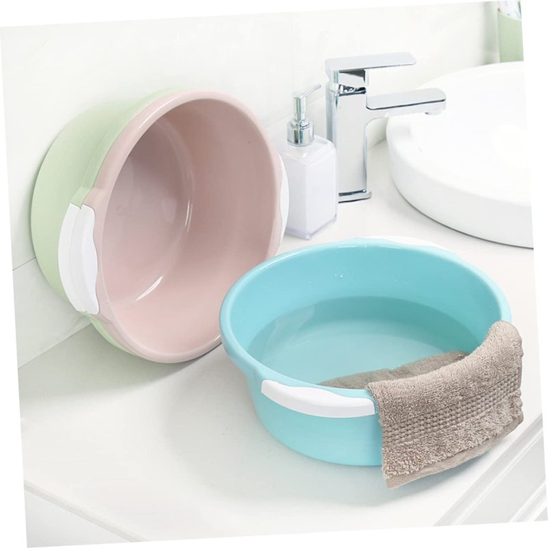 COLLBATH 2Pcs Medium Sky-blue Plastic Wash Basin Household Foot Bath Basin for Kitchen and Bathroom Multifunctional Anti-slip Design and Odorless Material