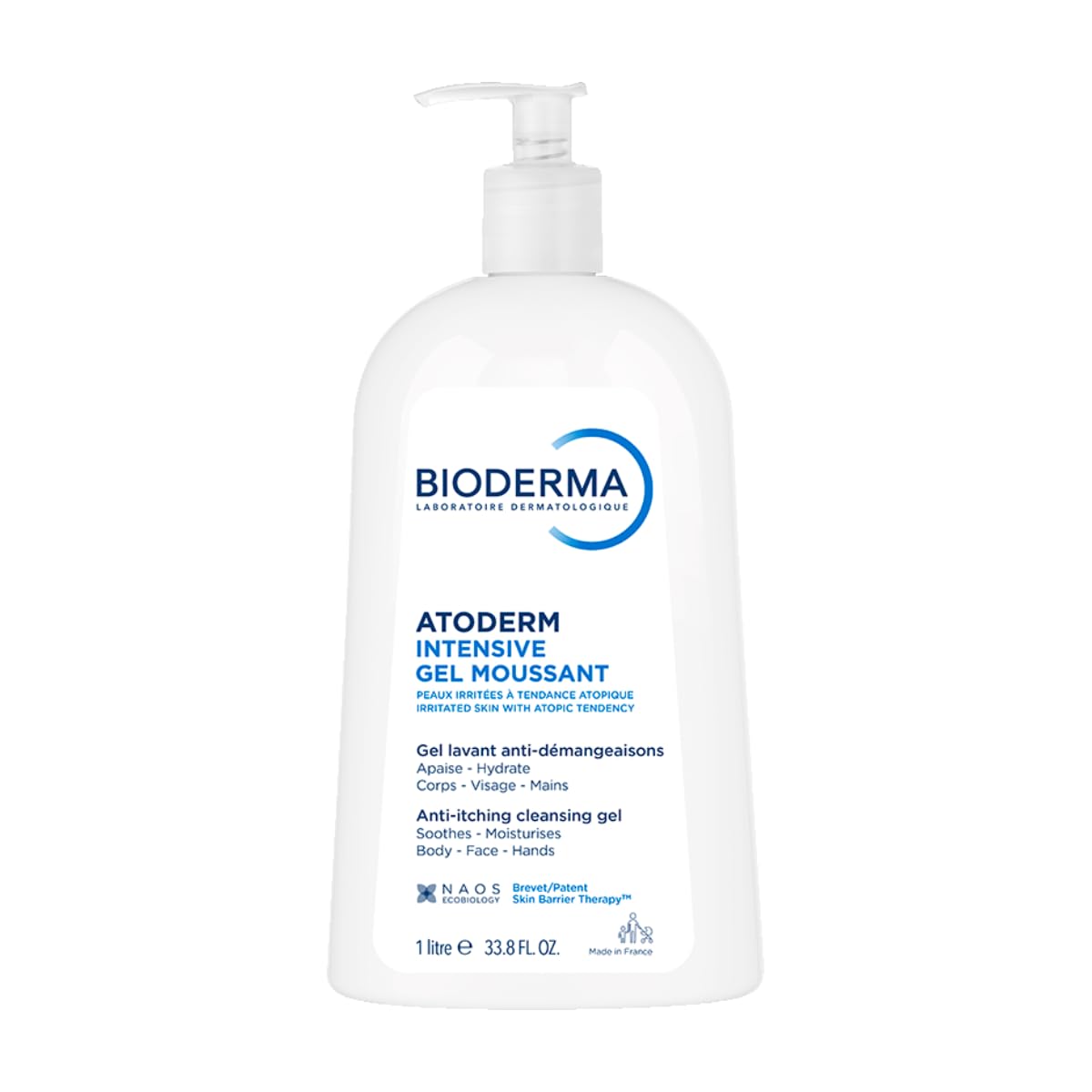 Bioderma Atoderm Intensive Ultra Rich Foaming Gel, Gentle Face and Body Cleanser for Very Dry to Atopic Sensitive Skin, 33.8 Fl Oz