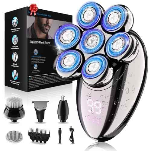 Head Shavers for Bald Men, Electric Razor for Men, IPX8 Waterproof Dry/Wet Bald Head Shaver with 10000 RPM High-Speed Motor, Rechargeable Head Razor with LED Display, Perfect for Home & Travel