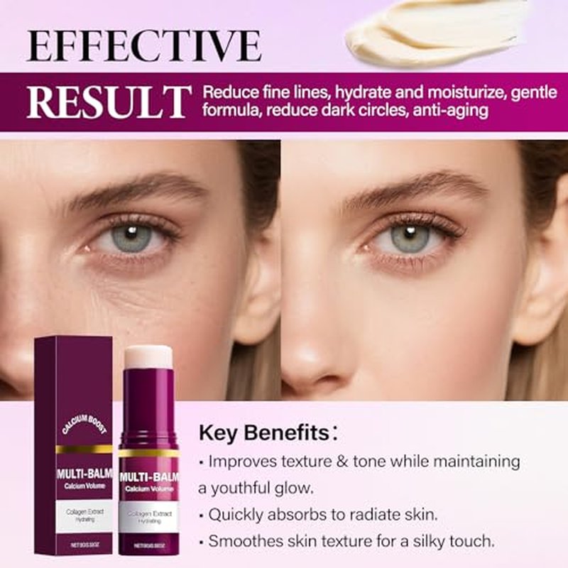 Calcium Multi Balm Stick, Calcium Volume Multi Balm, Korean Collagen Moisturing Stick, Firming & Moisturizing, Korean Skincare, Anti-Wrinkle, Hydrating, Lifting Cream for Eyes, Face & Neck-1Pcs.