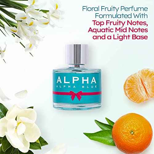NovoGlow Alpha Blue for Women - 3.4 Fl Oz Oz Eau De Parfum Spray - Long Lasting Fruity & Floral Fragrance Smell Fresh & Feminine All Day Includes Carrying Pouch Gift for Women for All Occasions