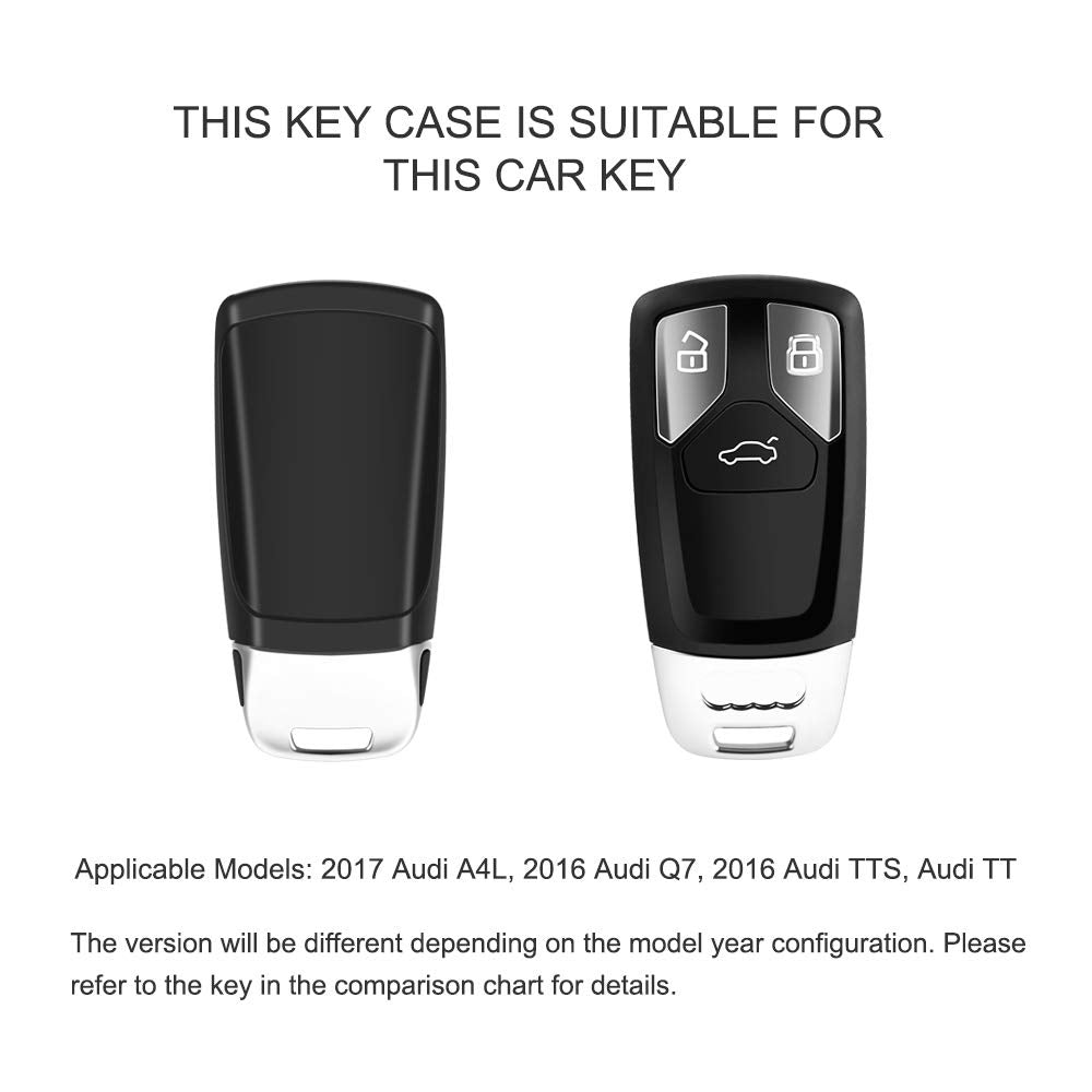 ELOHEI for Audi Key Fob Cover, Premium Soft TPU 360 Degree Full Protection Key Case Accessories Compatible with Audi A4 Q7 Q5 TT A3 A6 SQ5 R8 S5 Smart Key(Gold Edge White)