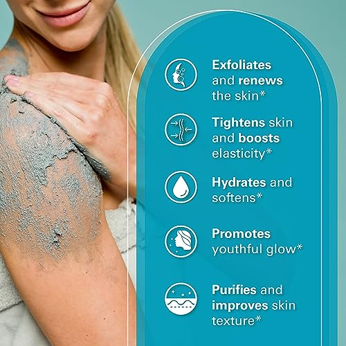 Exfoliating Charcoal Scrub with Collagen & Stem Cells ? Salt Scrub for Body Toning, Cellulite, Armpit Detox, and Skin Smoothing for Face, Feet, and Body by M3 Naturals.