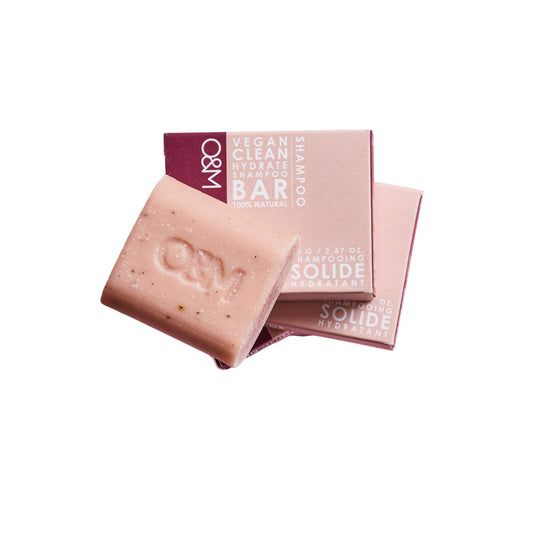 O&M Hydrate Shampoo Bar I Moisturising Hair Soap I Gently Cleans with Red Clay I Macadamia Oil Nourishes the Hair I Soothing & Natural Hair Care I 70 g