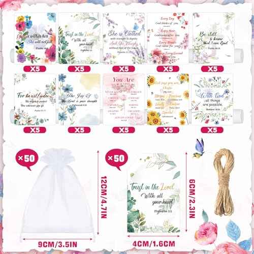 50 Set Christian Religious Gift Bulk Lip Balm for Women Christian Church Party Favor Bulk Bible Verse Lip Balm with Scripture Christmas Inspirational Gift for Coworker Staff Employee