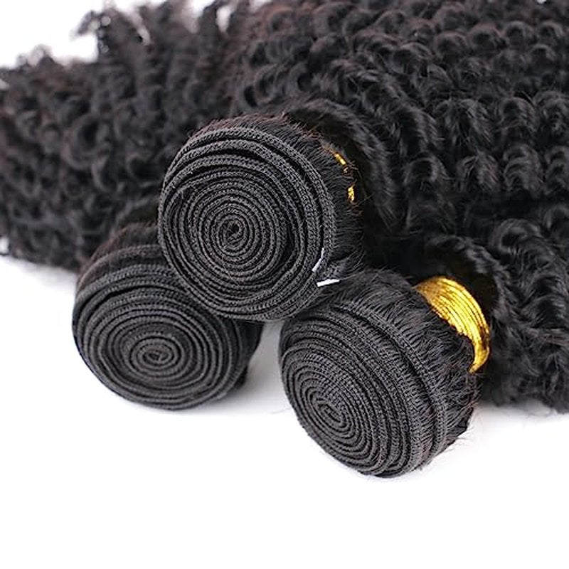 Afro Kinky Curly Boho Human Hair 3 Bundles14 16 18Inch Curly Weave Bundles Unprocessed Virgin Hair Afro Curly Hair Extensions for Black Women Natural Color