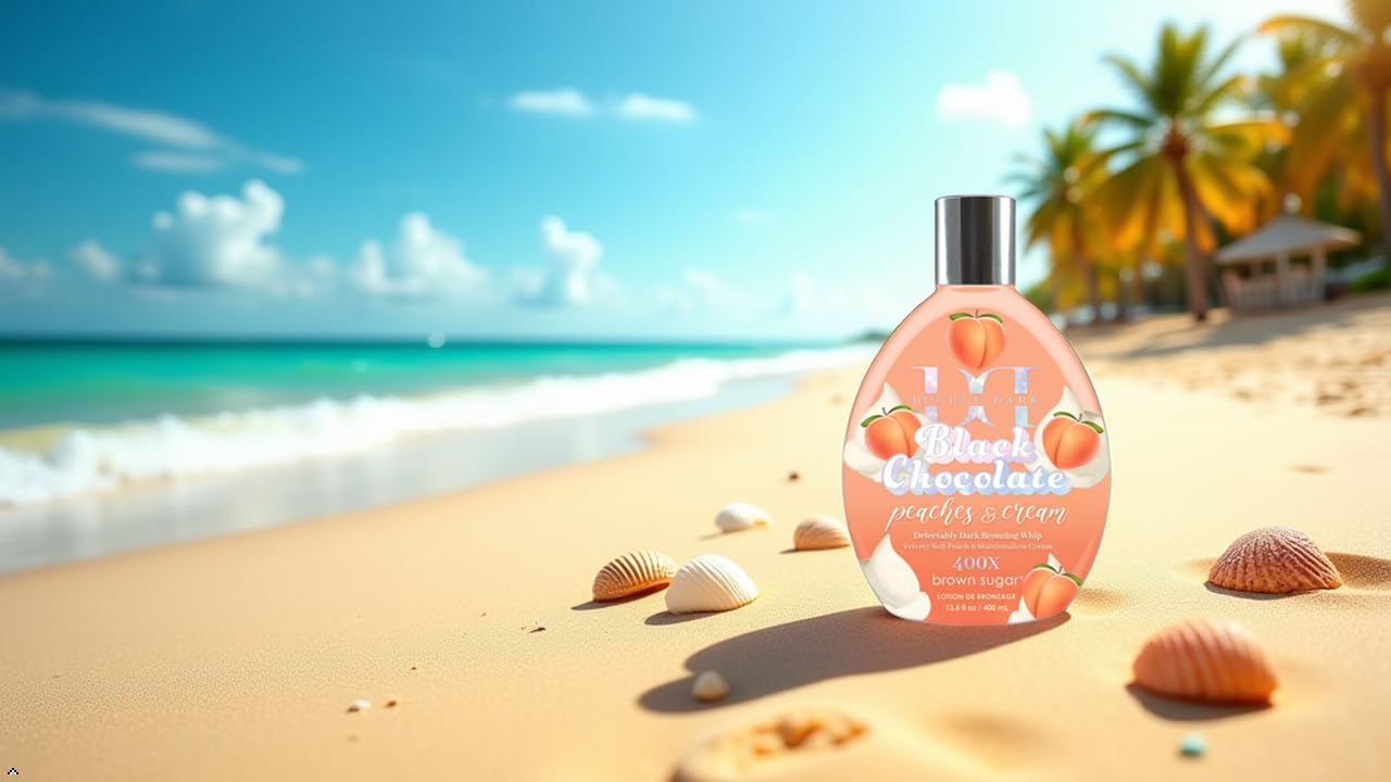 Brown Sugar Peaches & Cream 400X Double Dark Black Chocolate Bronzing Whip Tanning Lotion – Ultra Rich Skin Softening Formula for Deep, Long-Lasting Color – 13.5 oz