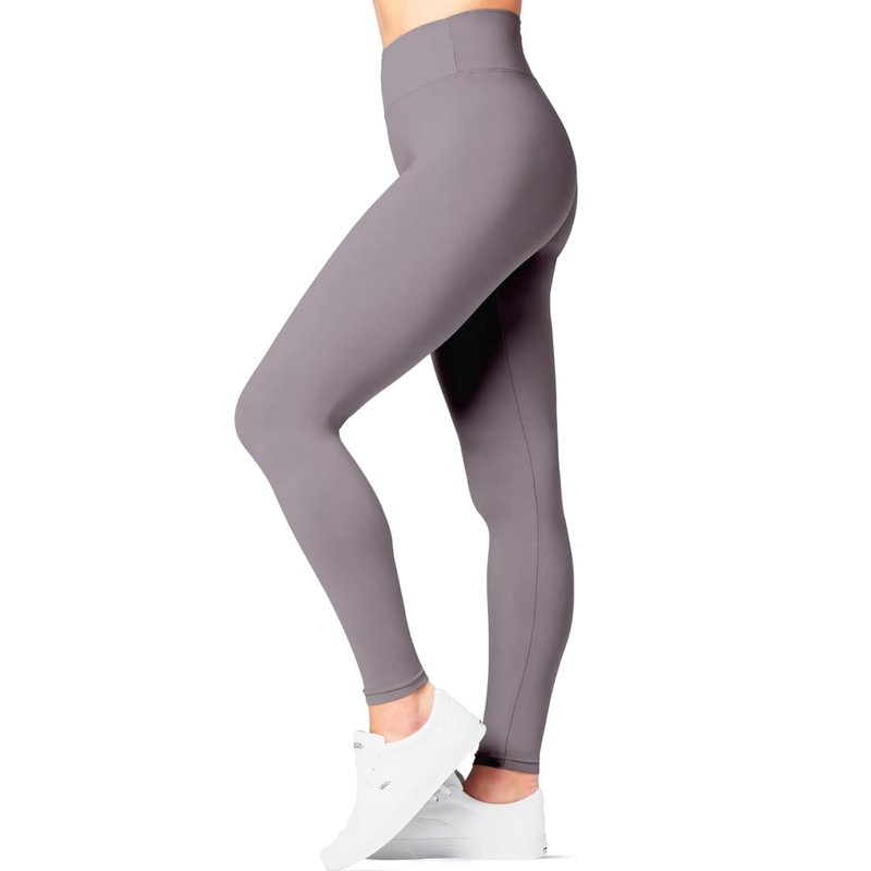 SATINA Womens High Waisted Leggings - Leggings for Regular and Plus Size Women, 3 Inch Waistband, Lilac Gray, One Size