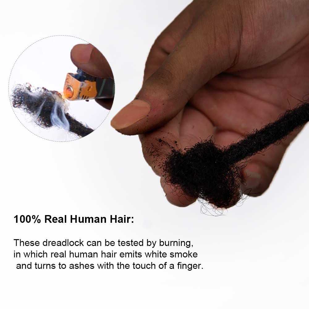 FAMILOCS 12 Inch 10 Strands 100％ Real Dreadlock Extensions Human Hair for Women/Men 0.4cm Width Handmade Loc Extensions Human Hair with Needle and Comb, Can Be Dyed, Curled and Bleached