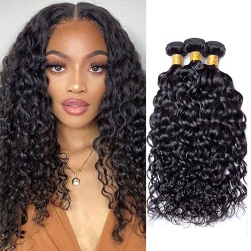 10 12 14 Inch Water Wave Bundles Human Hair 100% Unprocessed Curly Brazilian Virgin Hair Wet And Wavy 3 Bundles Human Hair Natural Black