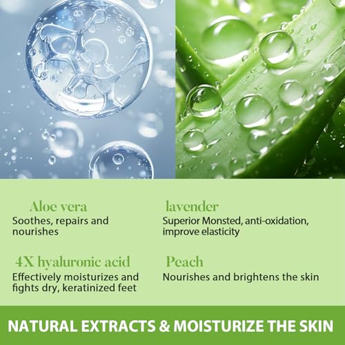 4 Pack Foot Peel Mask, Aloe Vera Hydrating Foot Mask, Deep Exfoliation for Smooth Feet, Foot Mask for Removes Dead Skin and Calluses, Nourishing Formula with Soothing Aloe